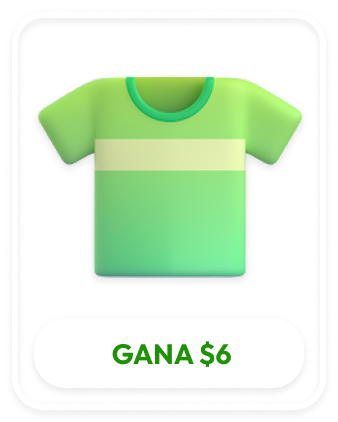Camiseta, gana 6 dólares