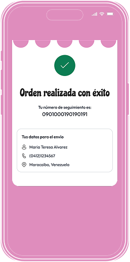 Teléfono mostrando una orden realizada con éxito
